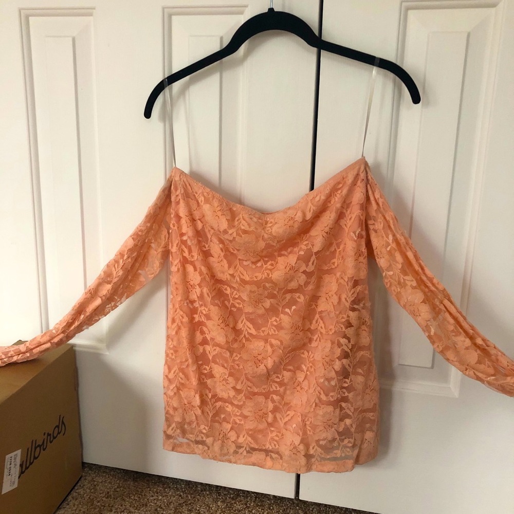 Tobi long sleeve, cold shoulder lace top